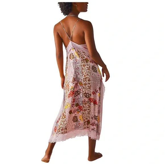 NWT SZ SM Free People Intimates ‘Right Now’ Midi Slip Dress in “BLUSH COMBO”💕 - Picture 3 of 3